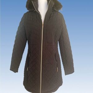 Gallery Black Quilted Puffer Coat size M
